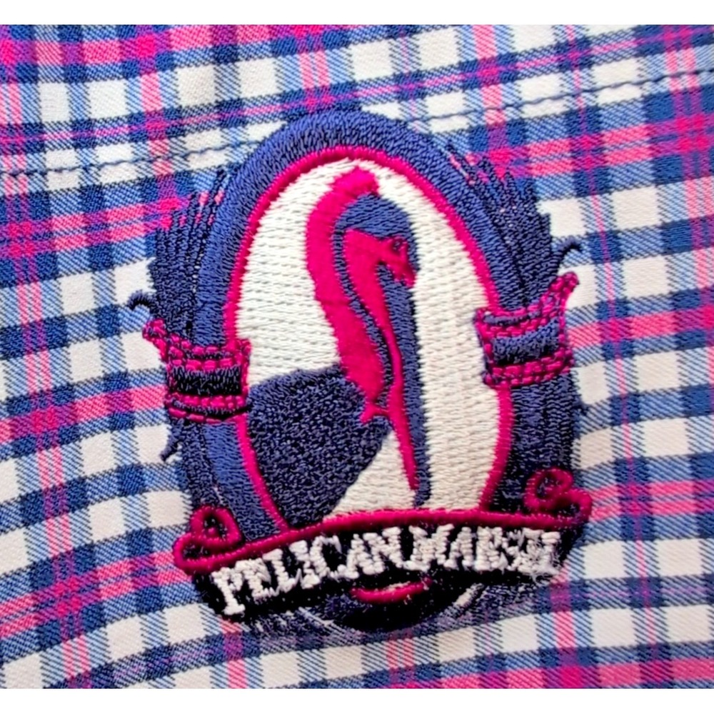 Peter Millar Dress Shirt Men's Size L Crown Purple Plaid Button Up Pelican Marsh - Picture 8 of 12